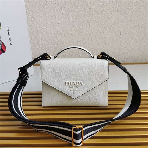 prada monochrome saffiano|White Prada Monochrome Small Saffiano Bag .